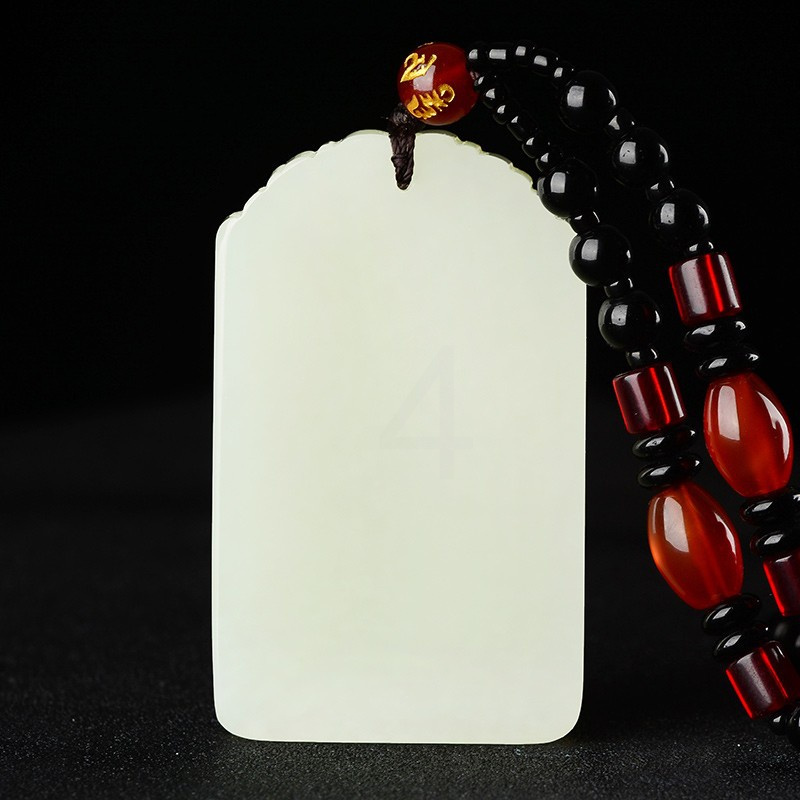 和田玉吊坠霸王貔貅男款玉牌新疆白玉玉石挂件皮丘平安牌玉佩