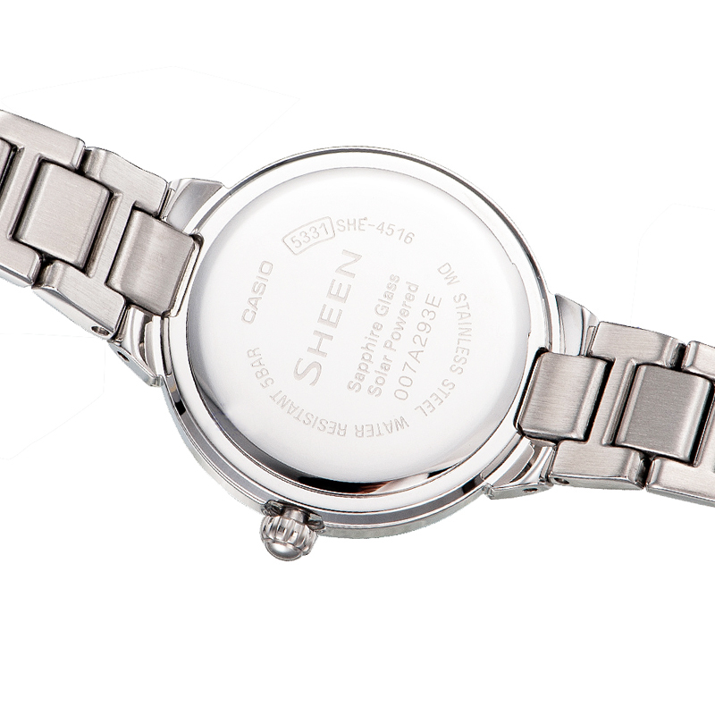 卡西欧casio手表sheen系列太阳能蓝宝石玻璃镜面简洁时尚石英女表she
