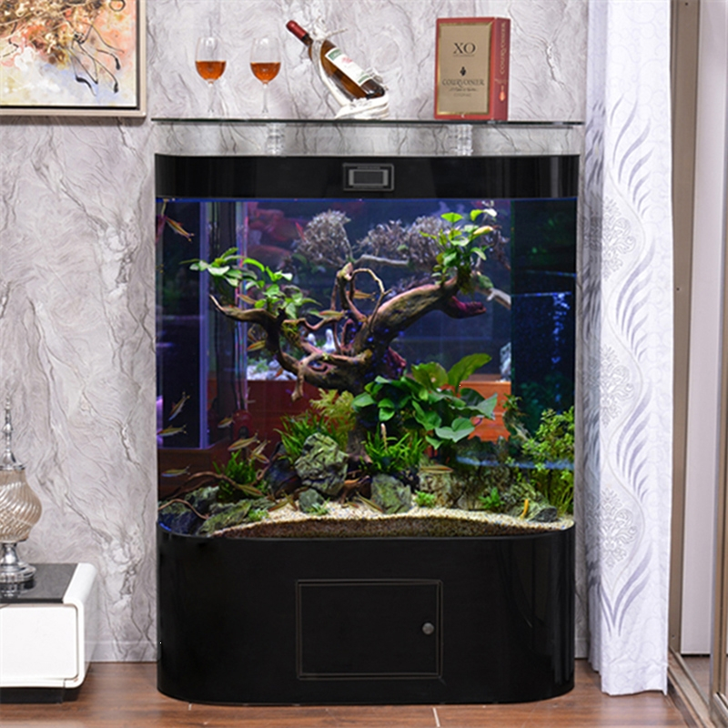米妮鱼缸水族箱家用客厅小型玻璃免换水生态造景大型底过滤金鱼乌龟缸
