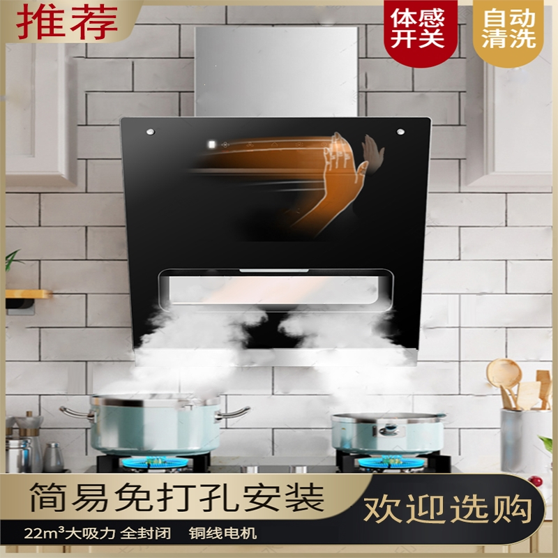 阿斯卡利(ASCARI)抽油烟机家用小型大吸力小尺寸公寓厨房简易侧吸式吸油烟机 380MM宽黑色免打孔安装CXW-230