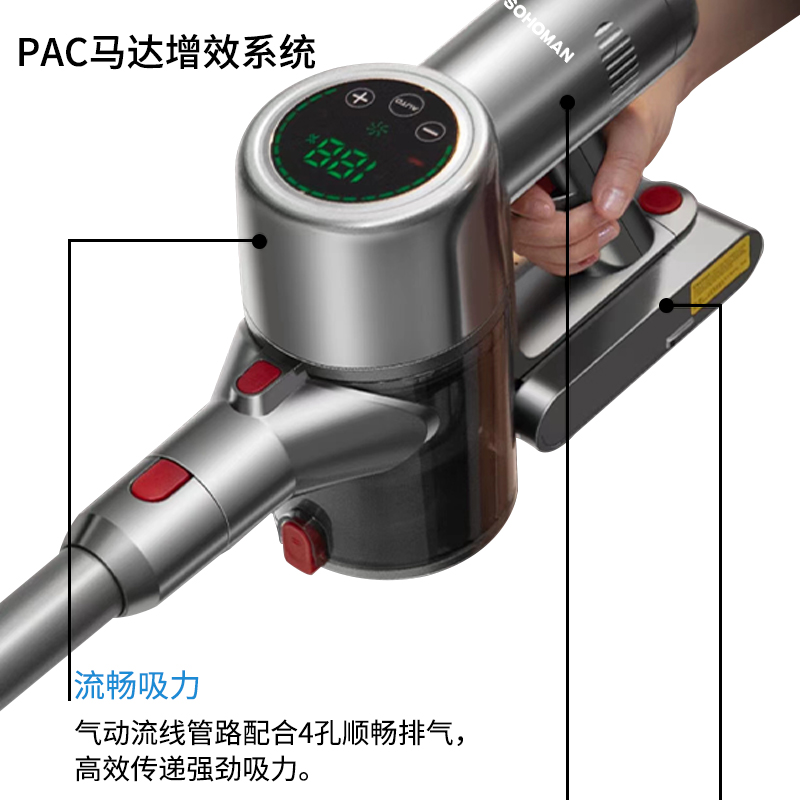 索哈曼无线手持吸尘器V22 灰色高清大图
