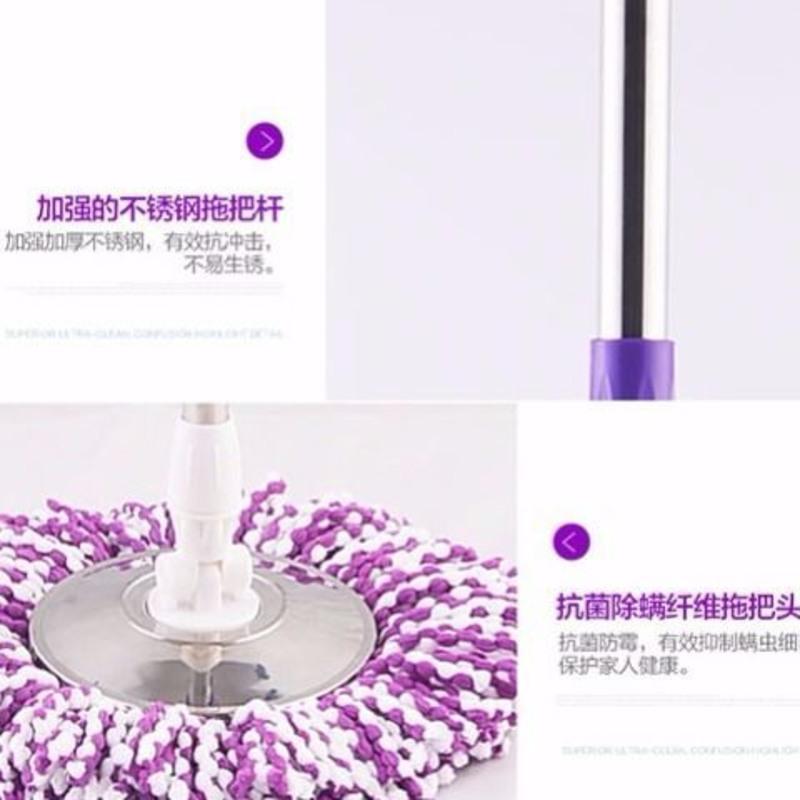 拖把神器一拖净旋转拖把桶不锈钢双驱动免手洗自动地拖家用墩布桶 雅典黑 钢篮+钢盘+加强杆+2拖头