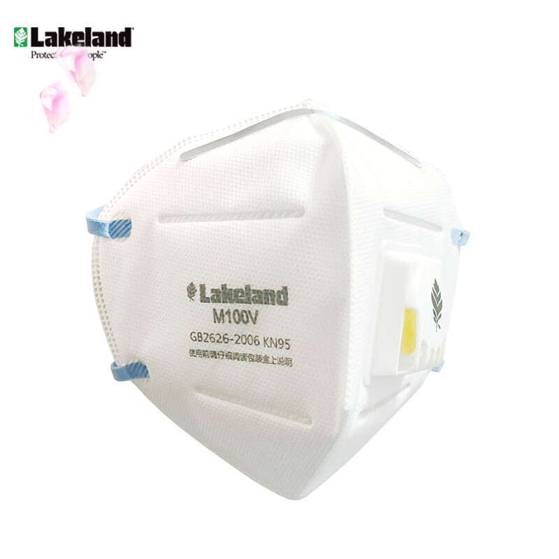 Lakeland防尘口罩KN95防雾霾PM2.5成人 耳带折叠式带阀口罩 M100(无呼吸阀) 50只 均码