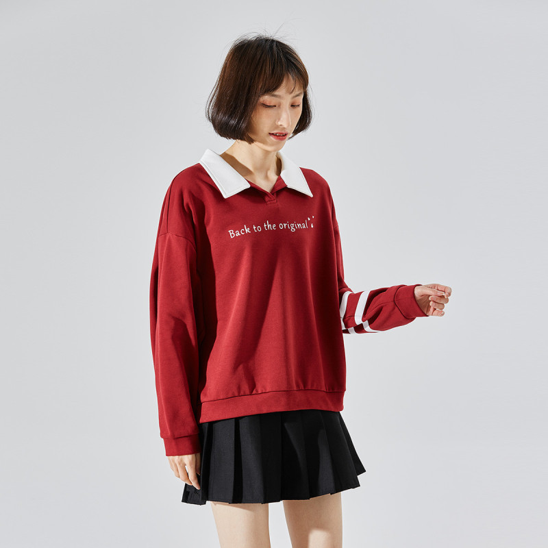 唐狮春季新款POLO领卫衣百搭休闲复古潮宽松韩版