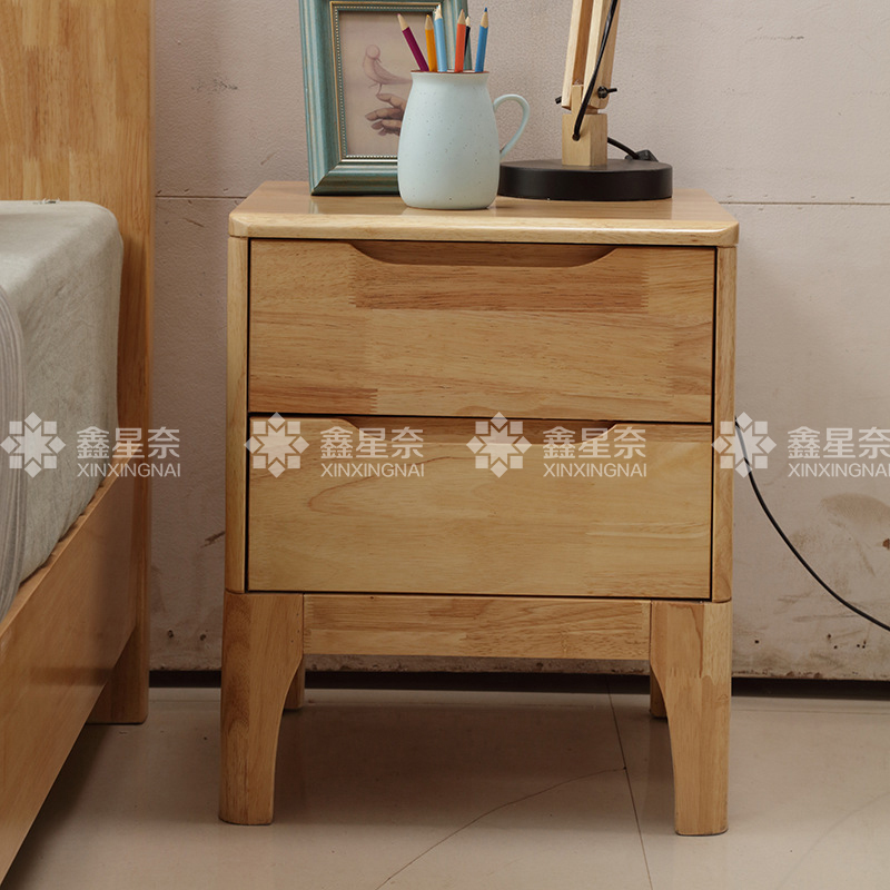鑫星奈XXN4030705实木床头柜简约床边柜子收纳柜储物柜 双抽款高清大图