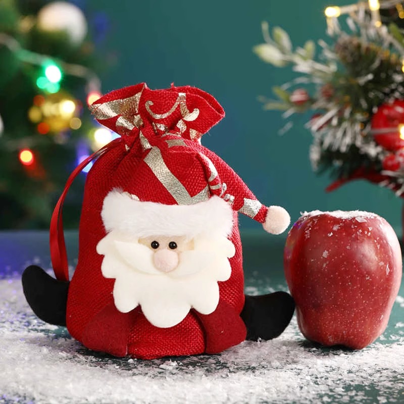 圣诞节苹果袋平安夜圣诞老人礼物袋 10个起售/小老人苹果袋、小雪人苹果袋、小麋鹿苹果袋高清大图
