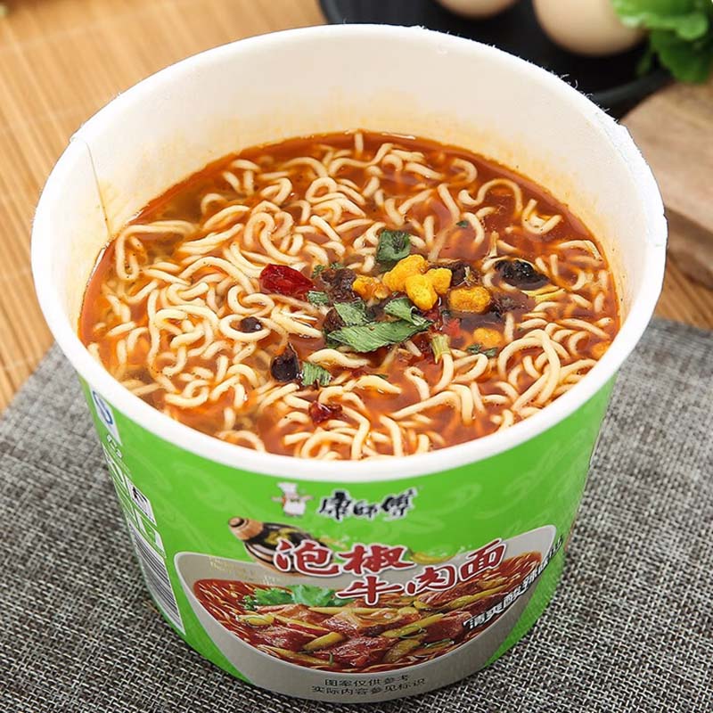 方便面 康师傅泡椒牛肉面 桶装112g高清大图