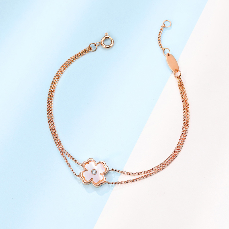 佐卡伊四叶草钻石手链母贝镶钻幸运礼物