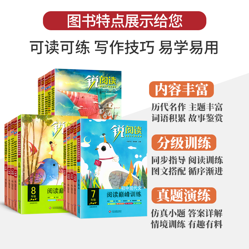 现代文阅读训练100篇 九年级/初中三年级 [正版]锐阅读初中语文阅读训练五合一七八九年级语文5合1现代文阅读理解训练1