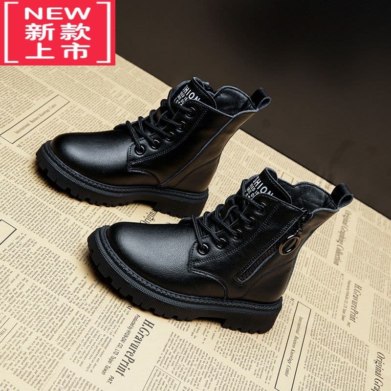 可莉允女童马丁靴2022新款冬季加绒保暖短靴英伦雪地棉童靴儿童靴子图片