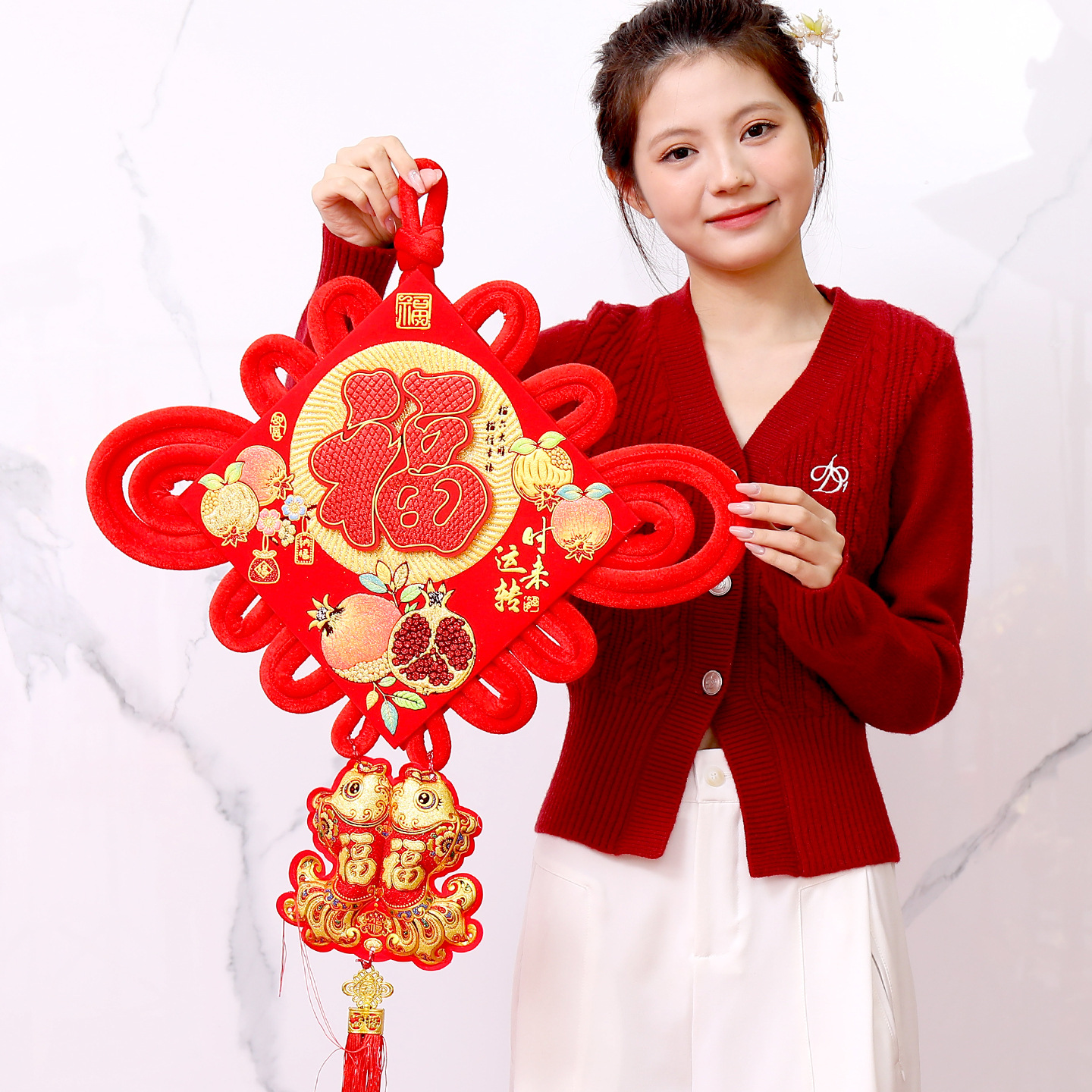 福字中国结挂件大号新年挂饰客厅电视背景墙装饰品春节年货平安结高清大图