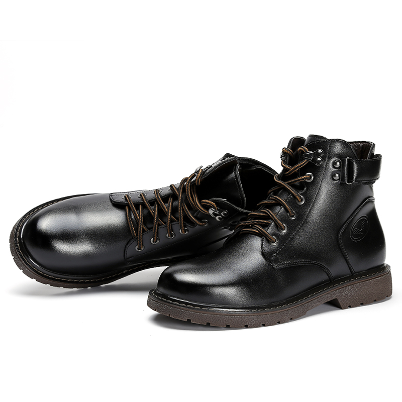 迪罗尼卡大码马丁靴46码男士冬季户外防滑登山短靴棕色皮靴美式高帮工装靴高清大图