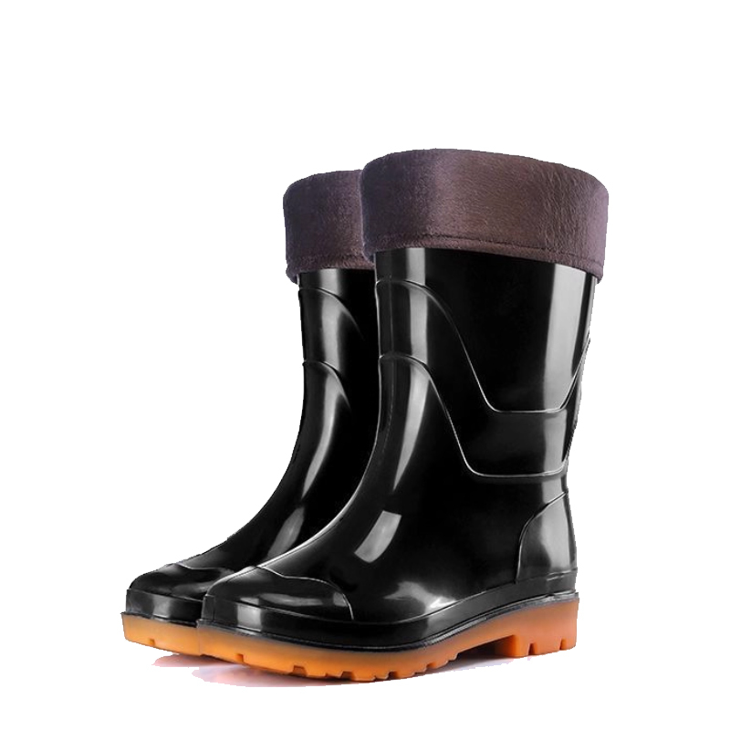 盾守 DS-X928 低筒雨靴 内衬布 加厚橡胶底防滑 防水靴 黑色 40码 单位:双高清大图