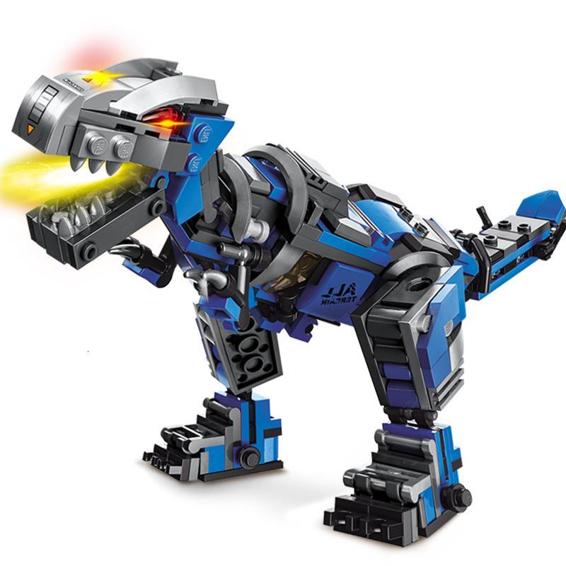 拼装积木六合体推土挖掘机变形机器人机械恐龙力动脑