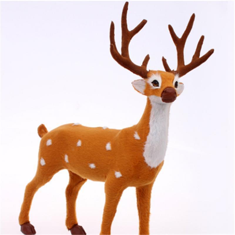 圣诞鹿装饰品毛绒鹿公仔麋鹿仿真梅花鹿圣诞礼物小鹿摆件道具用品15cm