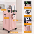 罗恩Ronoen超大容量行李箱万向轮PC旅行箱减震刹车五轮拉杆箱时尚男女学生32寸出国托运20寸登机箱硬箱皮箱子 20寸 樱花粉【升级杯架_充电口_五轮】