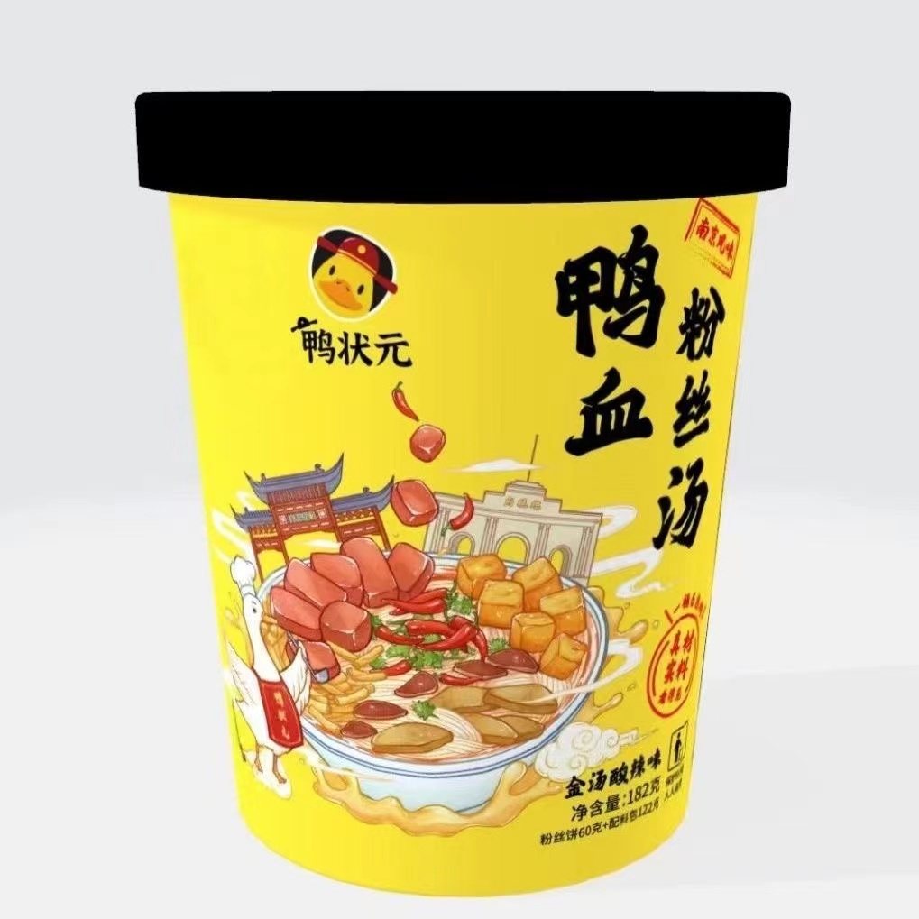 鸭状元鸭血粉丝汤金汤酸辣味182g/碗*6