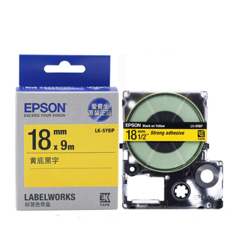 爱普生(EPSON) LK-5YBP 标签机色带 18mm 黄底黑字 (LW-K400L/LW-600P/LW-700高清大图