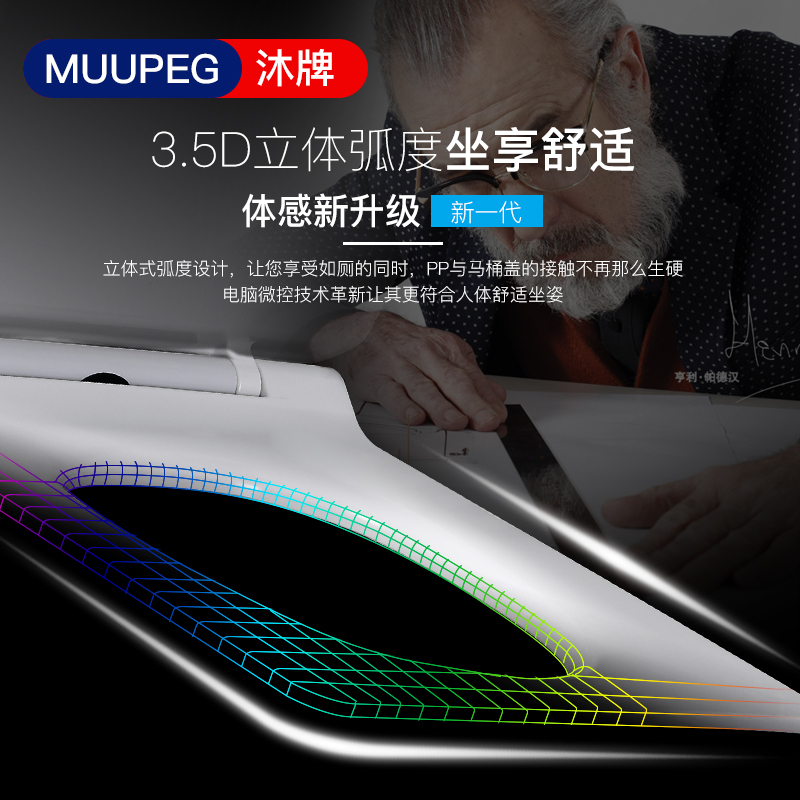 沐牌加厚方形脲醛马桶盖通用方型老式配件家用梯形厕所板坐便盖板高清大图