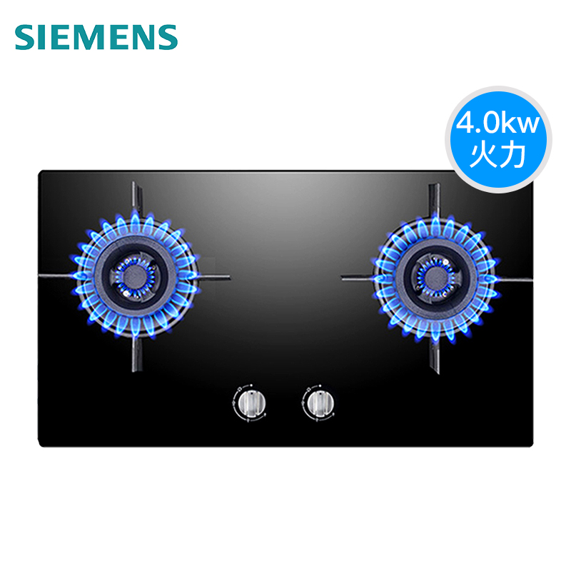 西门子(SIEMENS)钢化玻璃面板嵌入式燃气灶JZT-E42G1(ER71233MP)天然气双眼大火力灶具