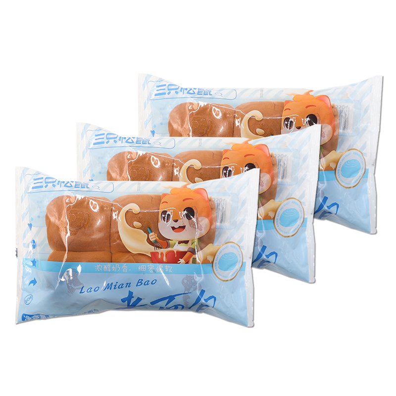 三只松鼠老面包怀旧软式面包早餐糕点老面包155g*3袋