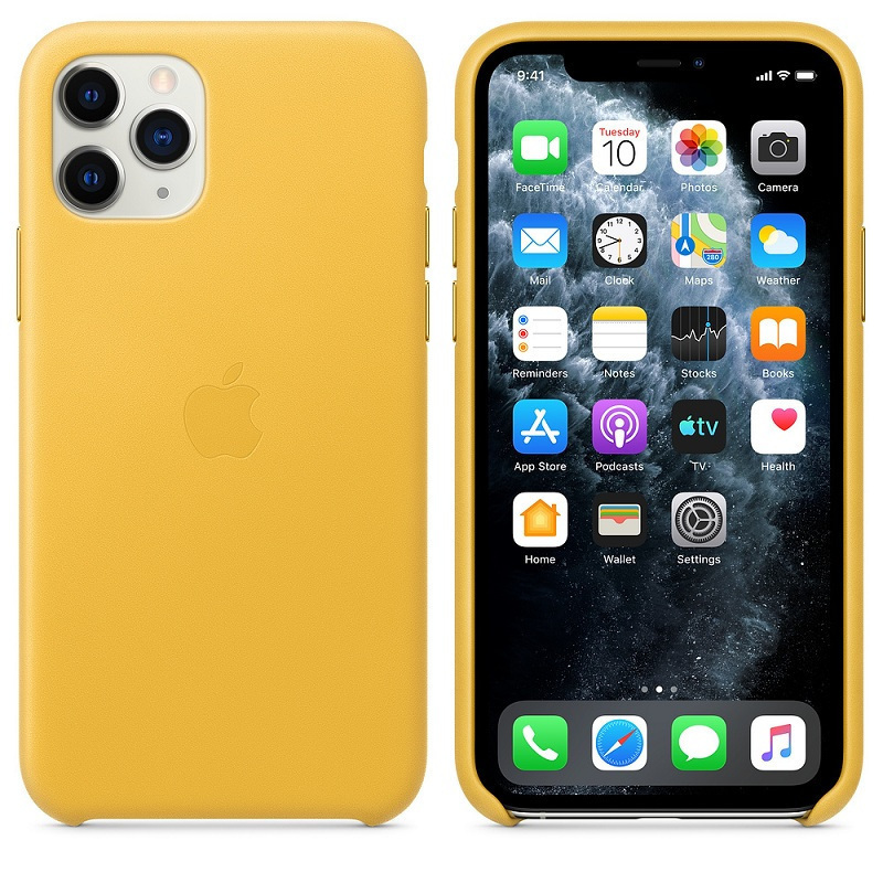 苹果Apple 原装iPhone 11 Pro Max 皮革保护壳 手机壳 橙柠黄色