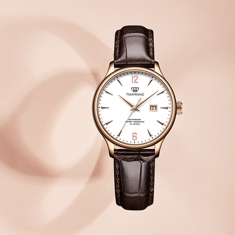 [送时尚手链][支持后盖定制刻字服务]天王表 女士手表正品机械表时尚