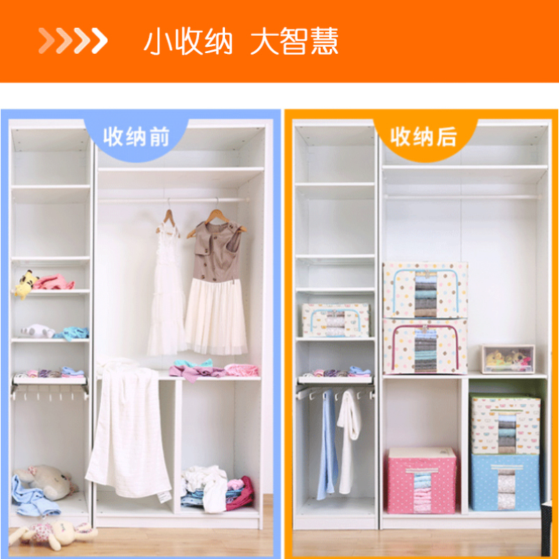壹志加厚牛津布收纳箱衣物玩具储物箱居家用衣柜整理箱可折叠带视钢带提手架耐用不变形大号布艺杂物箱搬家用箱子高清大图