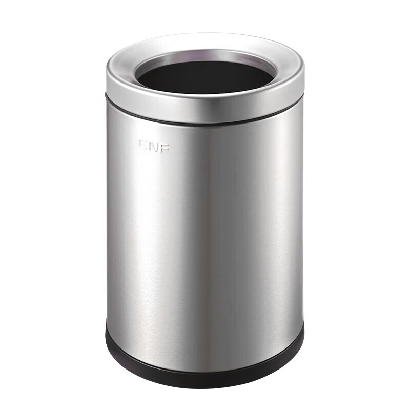 GNF垃圾桶8L不锈钢无盖垃圾桶商用办公室家用厨房客厅卫生间 SF8-Y02 圆形 全金属盖