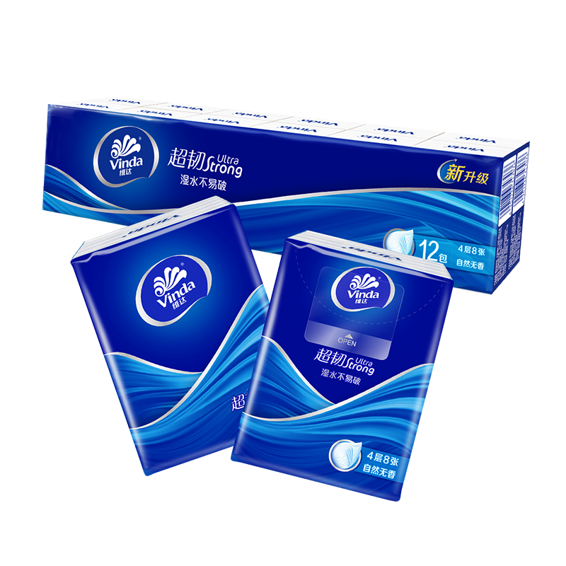 维达(Vinda) 4层8张超韧湿水不易破手帕纸2xV0036A 36包