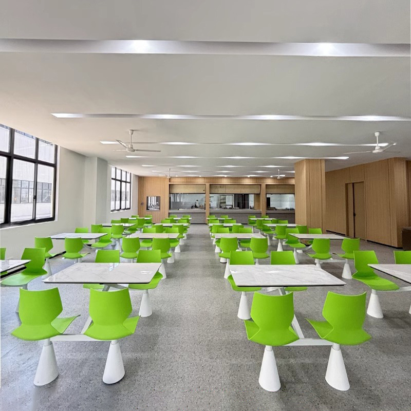 昇恒轩 学生食堂餐桌椅组合学校公司员工快餐厅桌椅绿色4人位职工连体餐桌高清大图