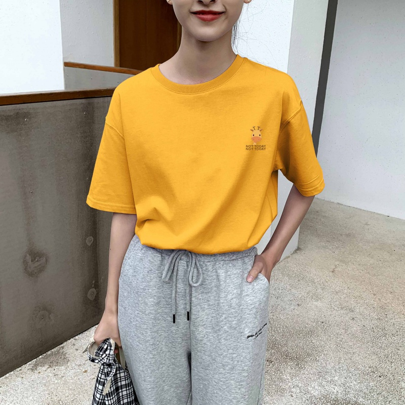 [1.5折价27.6元叠加优惠券]唐狮夏季新款短袖T恤女白色打底上衣女in潮夏装韩版宽松百搭高清大图