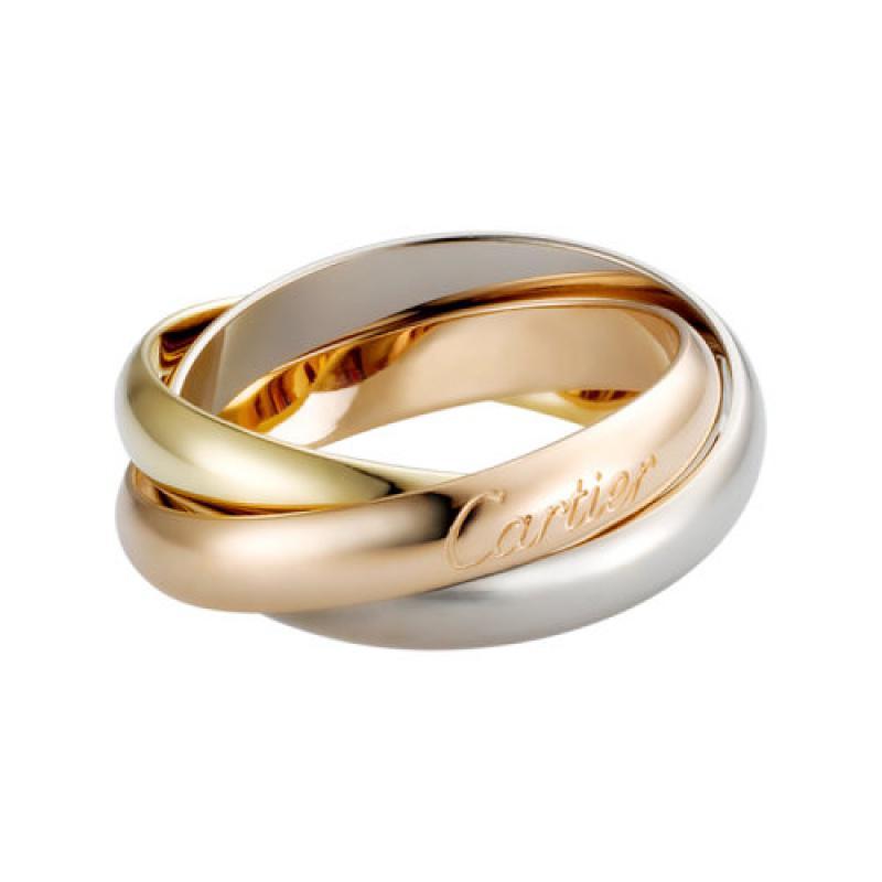 cartier/卡地亚 trinity系列 18k金白金金玫瑰金三色三环戒指 求婚