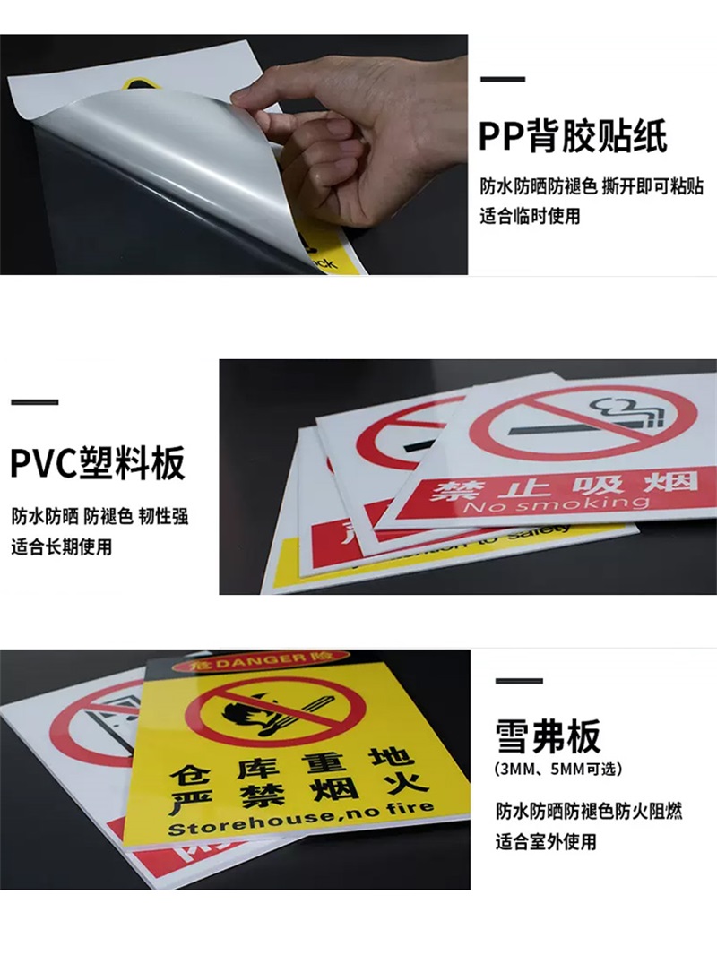 易企采 20*30安全标识牌禁止吸烟提示牌贴纸严禁烟火禁止有电危险警示贴消防标志警示牌标志贴警告定做当心触电标识定制高清大图