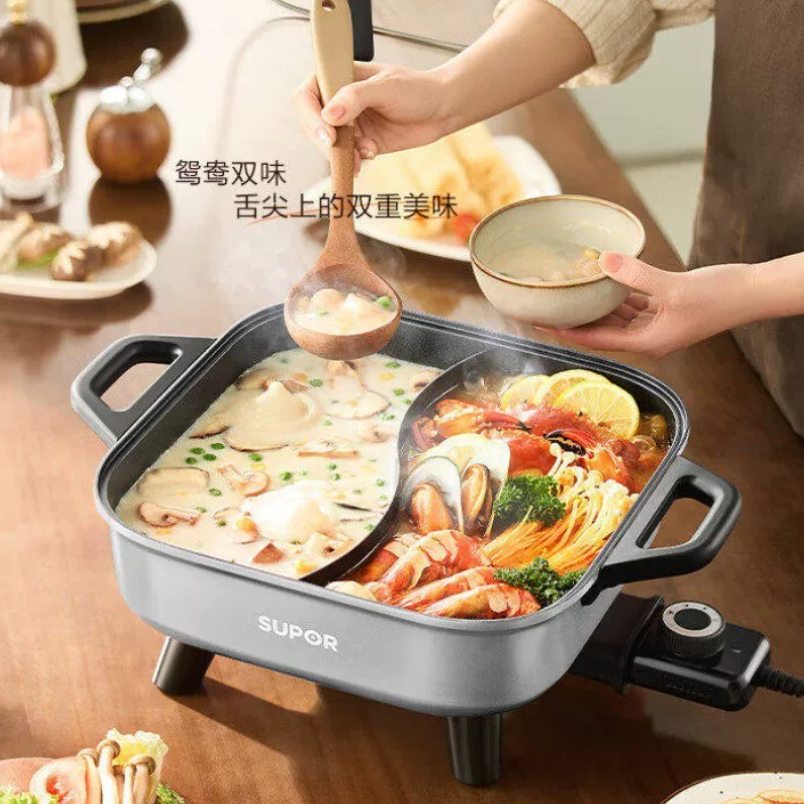 苏泊尔电火锅6.5L大容量1800W速热机械控温多功能家用聚餐 H65FK934Y高清大图