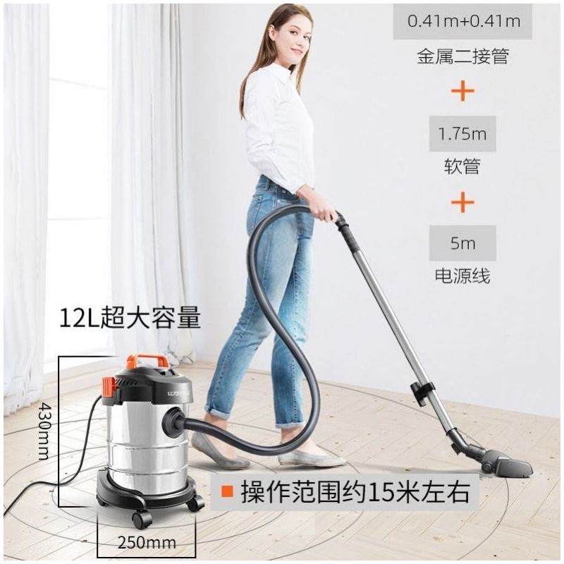 吸尘器家用小型强力大功率手持式地毯静音干湿吹桶式吸尘机|标配 塑料桶特价款