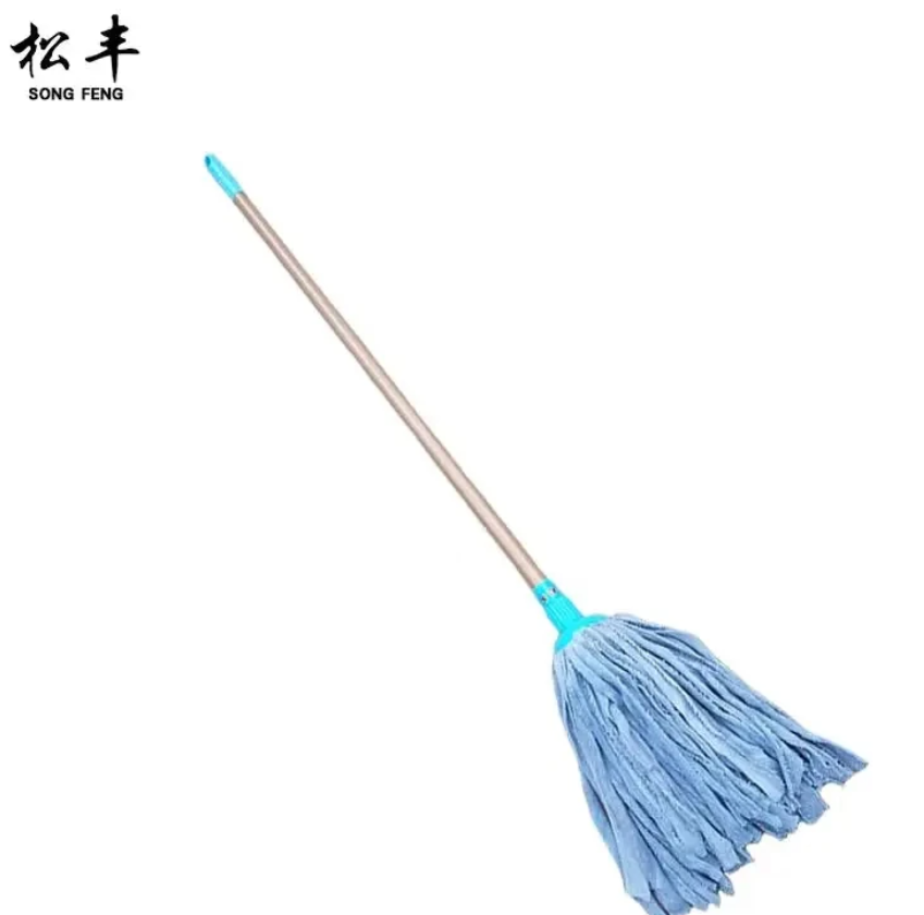 松丰(SONG FENG)不锈钢加长棉布不掉毛拖把墩布干湿两用拖布圆型拖把28.5cmX153cm把高清大图