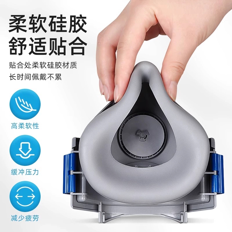3M7772硅胶防尘面罩KN95级别防工业打磨装修粉尘煤矿井下灰尘雾霾高清大图