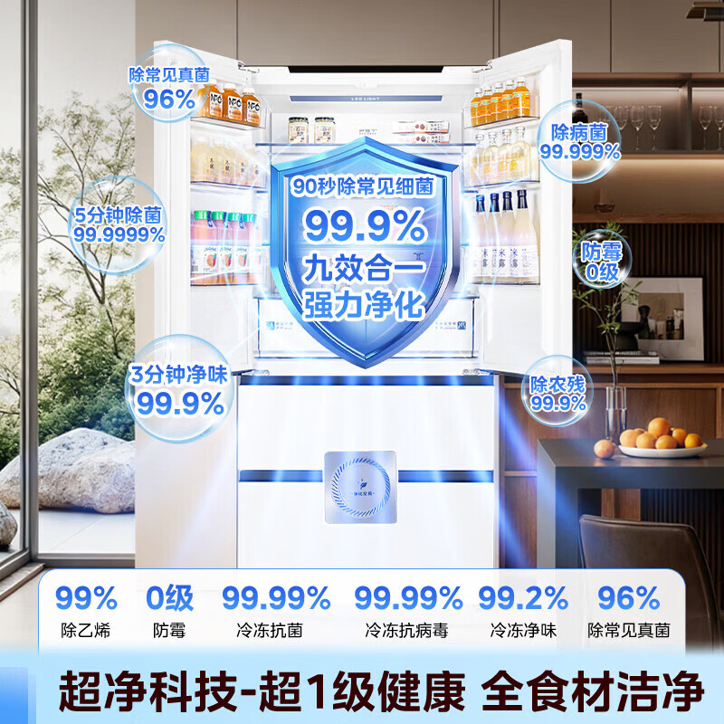 美的法式600L双系统除菌风冷无霜大容量嵌入式一级能效冰箱MR-628WUFPZE MR-628WUFPZE星尘白高清大图