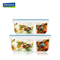 三光云彩(GLASSLOCK)便当盒韩国进口耐热钢化玻璃分隔饭盒微波炉加热可用密封碗保鲜盒上班族带饭带盖便当盒670ml