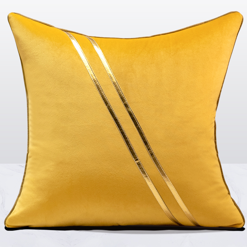 家柏饰(CORATED)靠垫女 简约轻奢现代沙发抱枕靠垫卧室客厅床头靠垫定制抱枕套 双轨立绒檀香黄 50X50cm仅外套