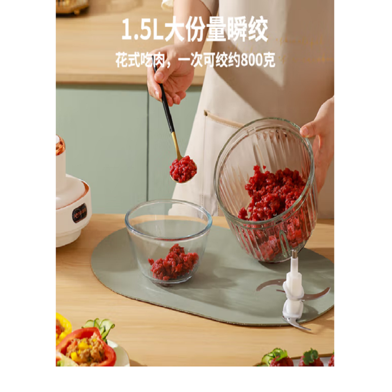 亚摩斯(AMOS) 绞肉机家用电动多功能宝宝婴儿辅食机料理机打肉机搅拌智能绞馅机AS-JR363L高清大图