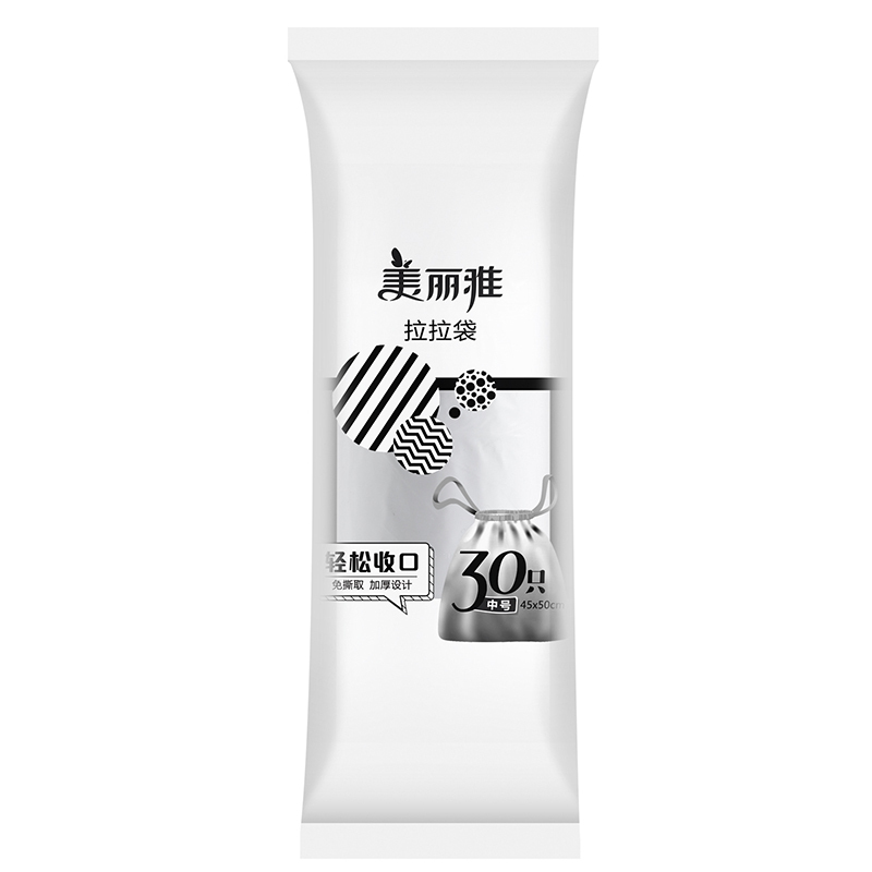 美丽雅束口穿绳型垃圾袋中号30只装 45*50cm(新老包装随机)