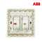 ABB开关插座 德逸珍珠金 二位电话电脑插座电话+网络面板AE323-PG
