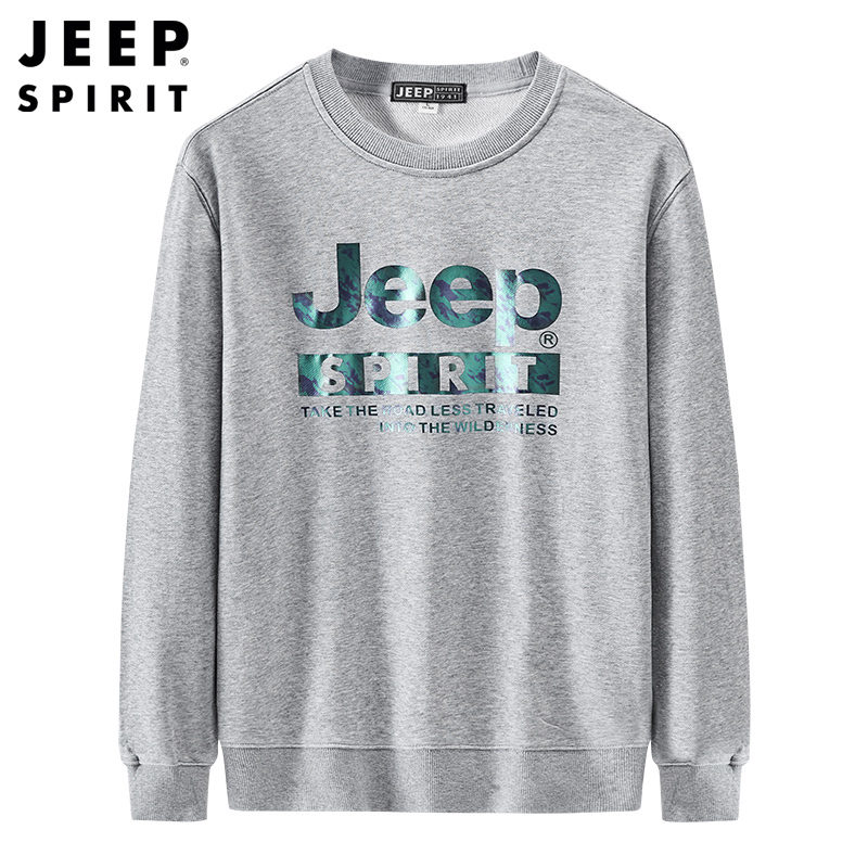 JEEP SPIRIT吉普卫衣男2021秋季新款宽松休闲圆领卫衣韩版百搭套头印花学生上衣