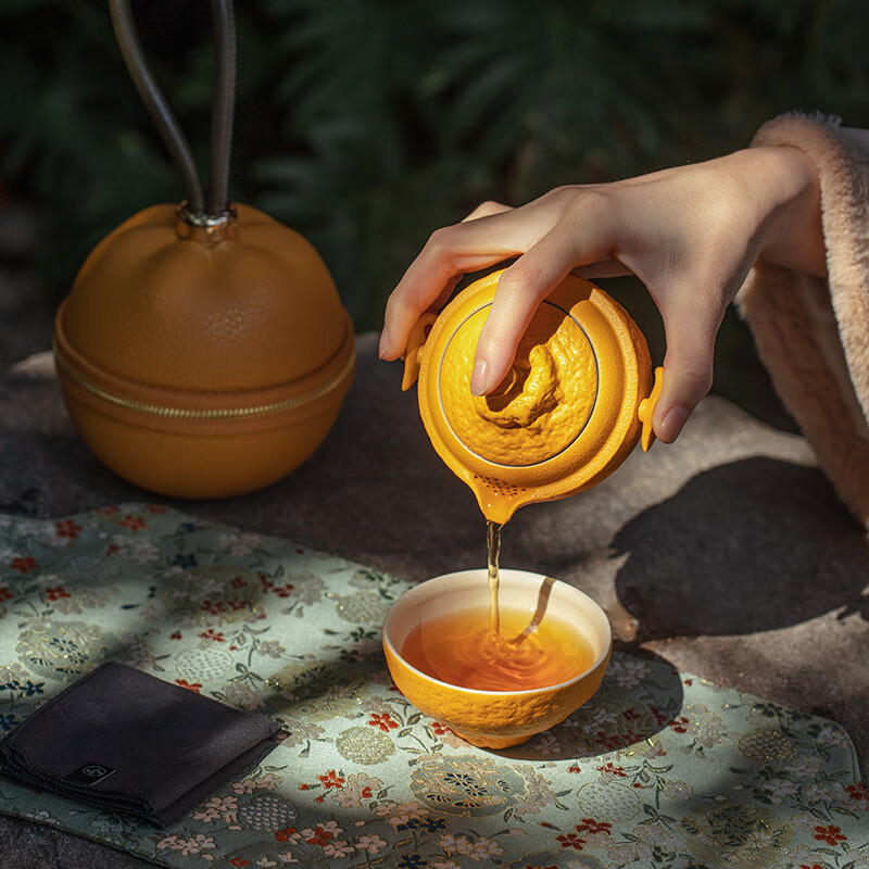 万仟堂(Edenus)旅行茶具高档礼物陶瓷 快客杯便携水果茶具户外露营 大吉大利高清大图