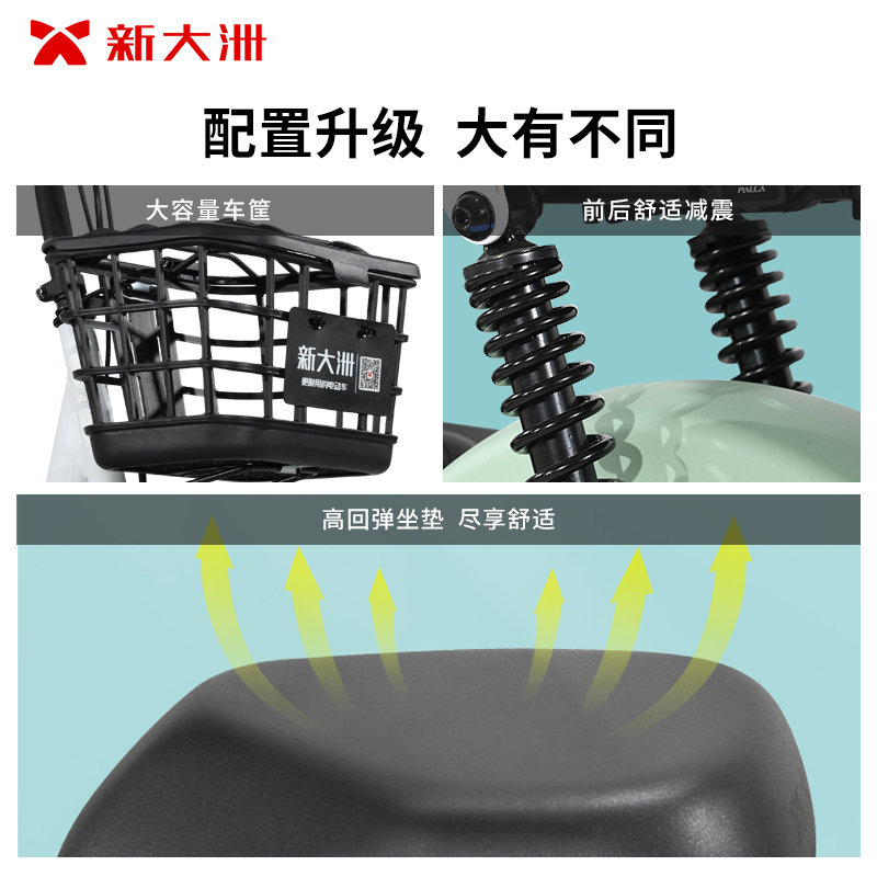 派乐/Palla电动车 小坦克 成人代步48V12Ah铅酸电池 电动自行车 素颜绿