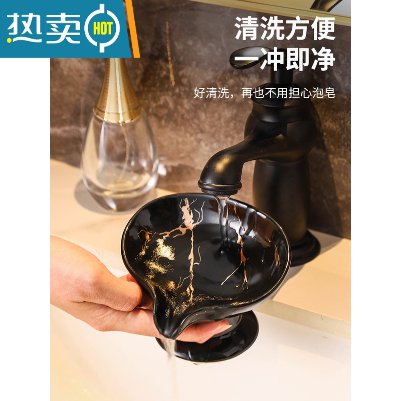 敬平肥皂盒轻奢风香皂盒子网红款沥水卫生间家用创意不积水香皂置物架 双层肥皂架[简约白]高清大图