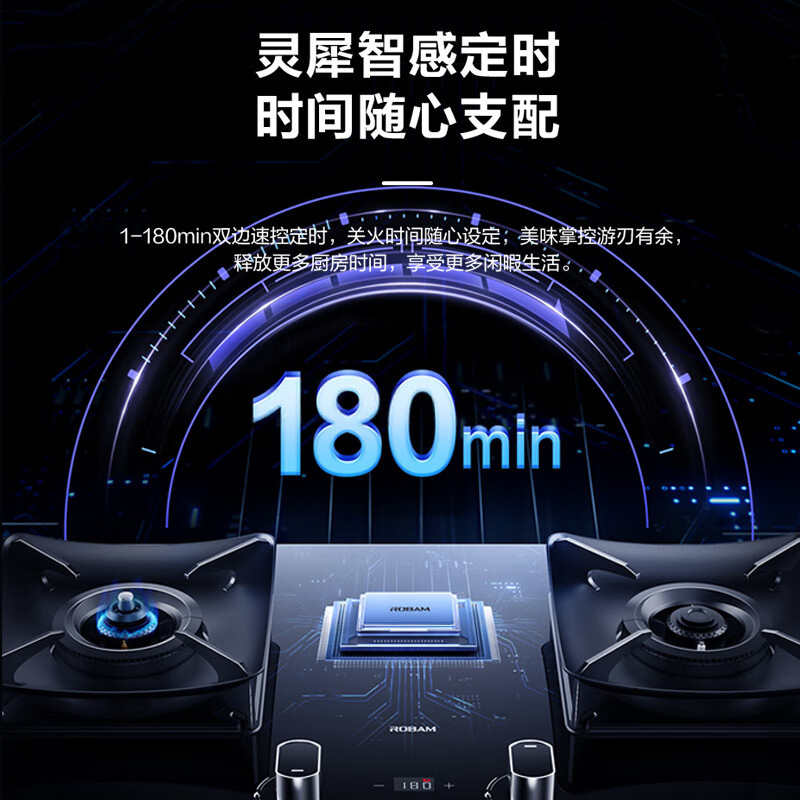 老板(ROBAM)[推荐51B0AS高配灶]5.2kW大火力 单灶具双眼灶燃气灶嵌入式定时灶51B0A(天然气)高清大图