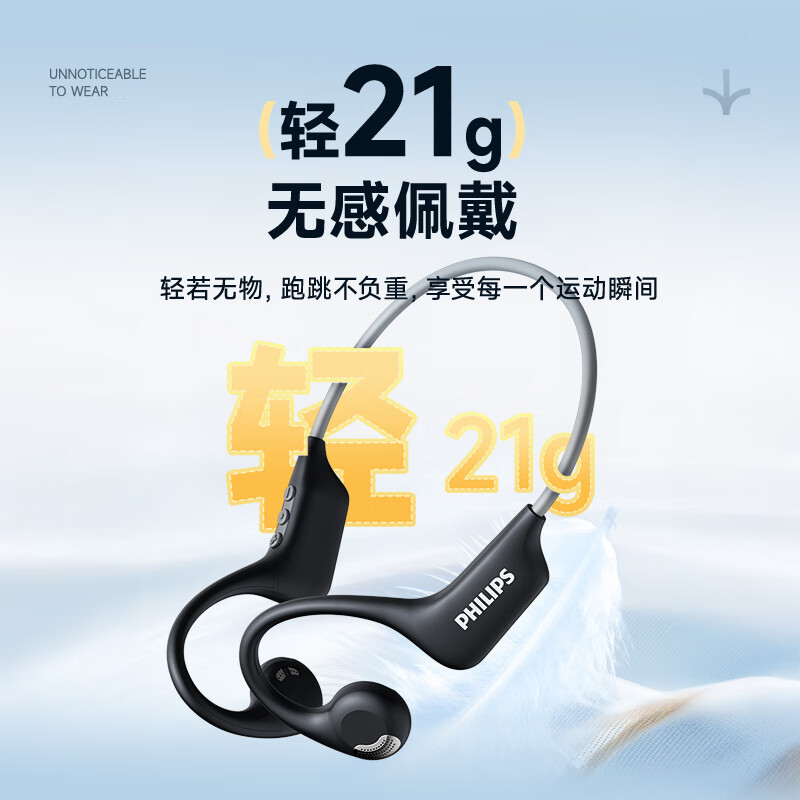 飞利浦蓝牙耳机TAA1708内置麦克风无线控通话降噪便携设计轻巧舒适佩戴高清大图
